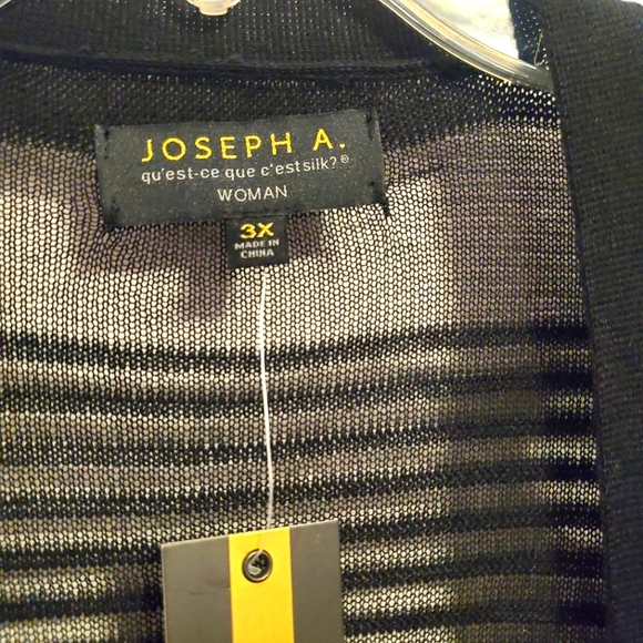 Woman's Sheer Stripe Black Cardigan by Joseph A - Picture 6 of 8